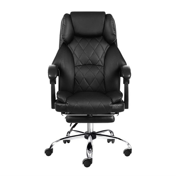 Artiss Executive Office Chair Leather Footrest Black Office Chairs