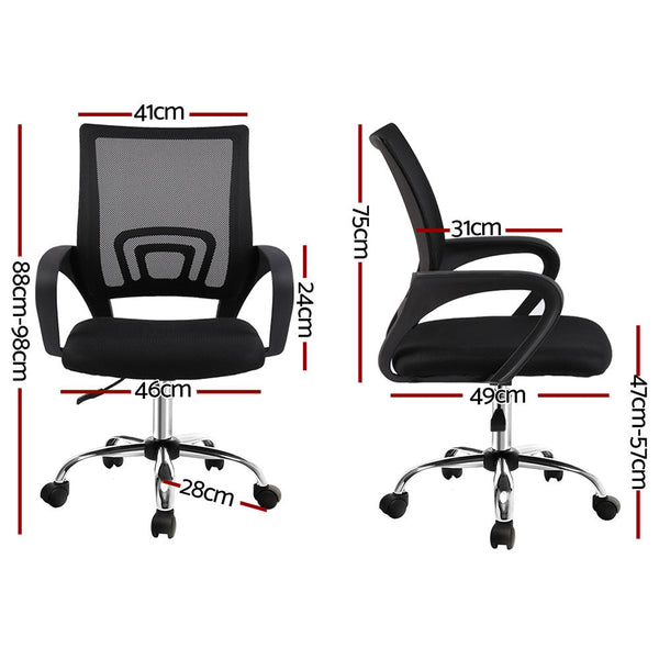 Artiss Mesh Office Chair Mid Back Black Furniture Office Chairs