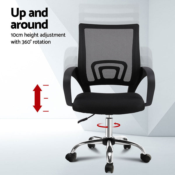 Artiss Mesh Office Chair Mid Back Black Furniture Office Chairs