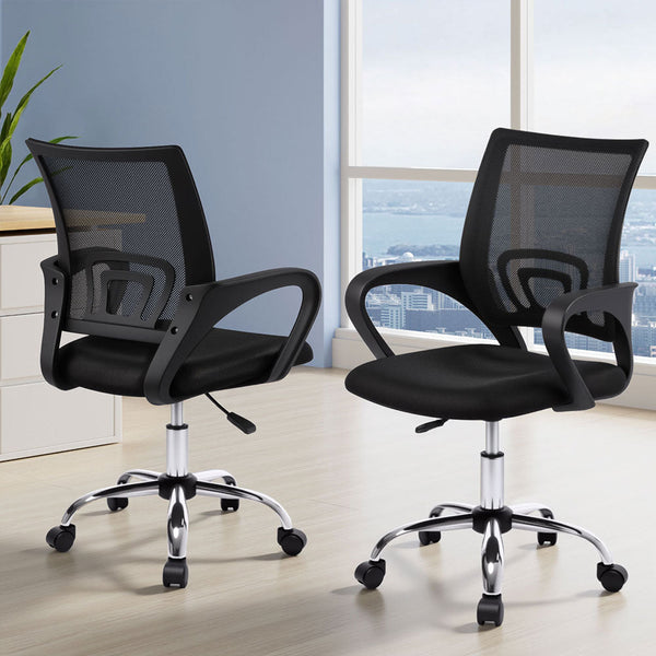 Artiss Mesh Office Chair Mid Back Black Furniture Office Chairs