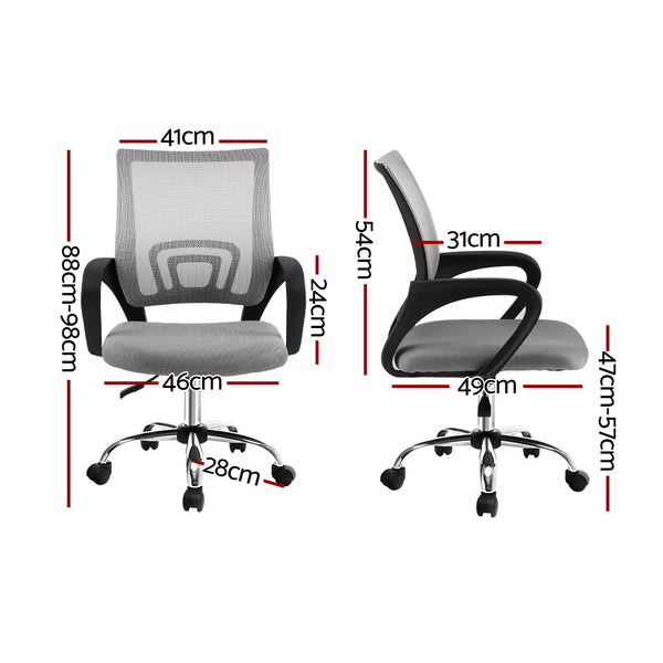 Artiss Mesh Office Chair Mid Back Grey Office Chairs