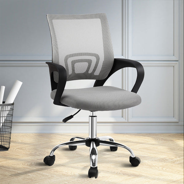 Artiss Mesh Office Chair Mid Back Grey Office Chairs