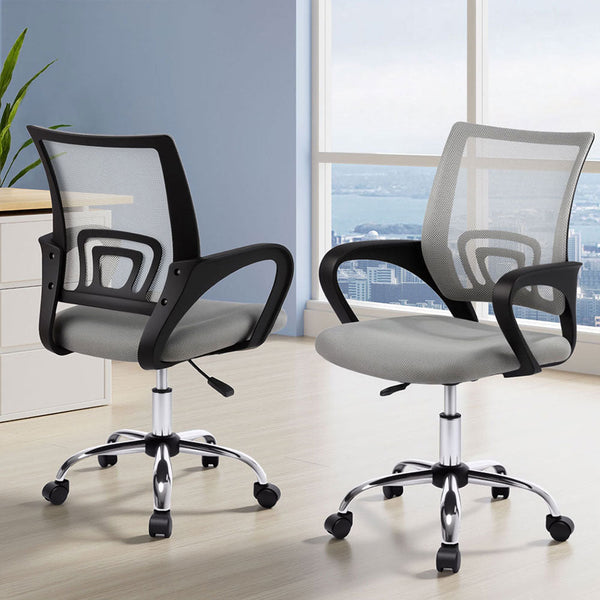 Artiss Mid Back Grey Mesh Office Chair Office Chairs