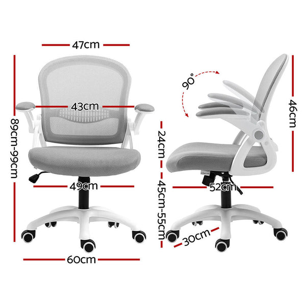 Artiss Mesh Office Chair Grey Mid Back Computer Gaming Desk Office Chairs