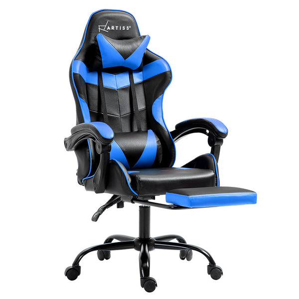 Artiss Gaming Office Chair Recliner Footrest Blue Office Chairs