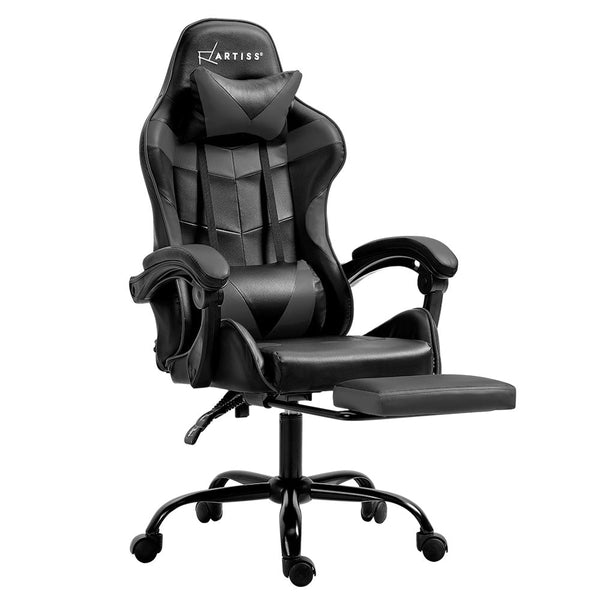 Artiss Gaming Office Chair Executive Computer Leather Chairs Footrest Grey Office Chairs