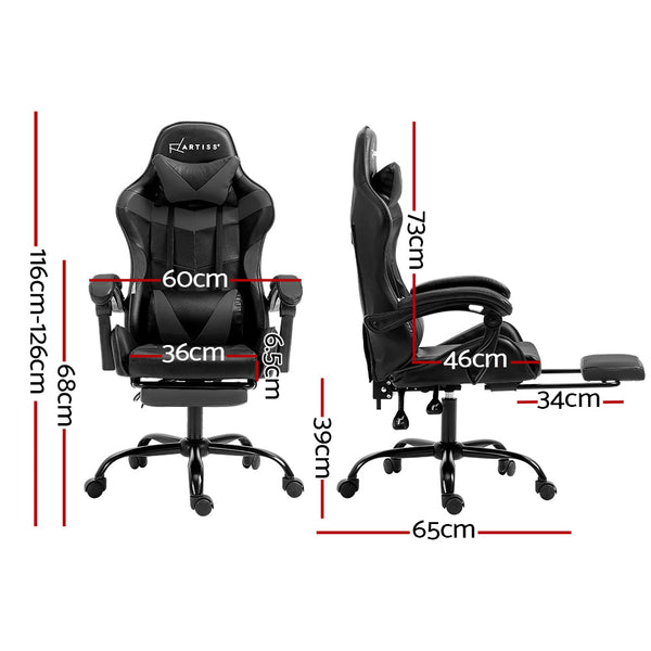 Office Chairs Artiss Gaming Office Chair Executive Computer Leather Chairs Footrest Grey