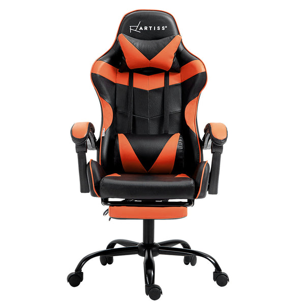 Artiss Gaming Office Chair Executive Computer Leather Chairs Footrest Orange Office Chairs