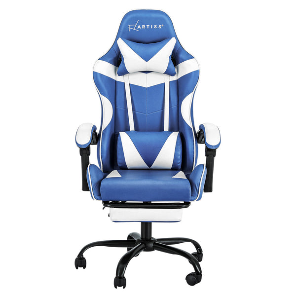Office Chairs Artiss Gaming Office Chair Executive Computer Leather Chairs Footrest Blue White