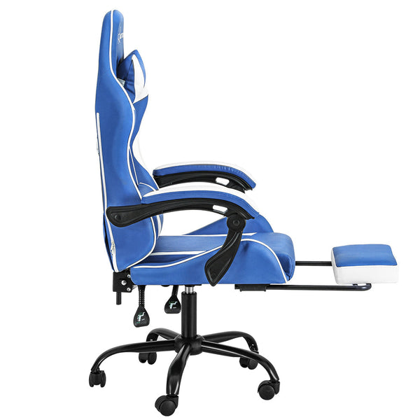 Office Chairs Artiss Gaming Office Chair Executive Computer Leather Chairs Footrest Blue White