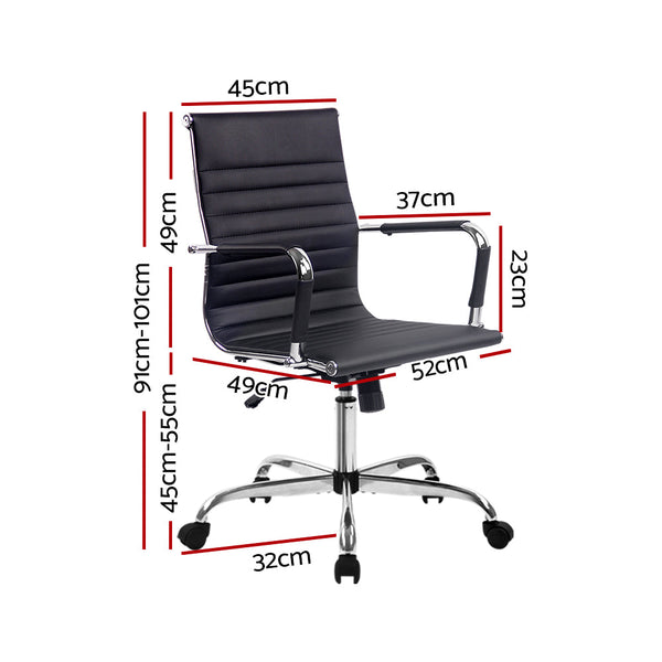 Artiss Office Chair Conference Chairs Pu Leather Mid Back Black Office Chairs