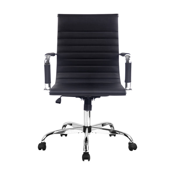 Artiss Office Chair Conference Chairs Pu Leather Mid Back Black Office Chairs