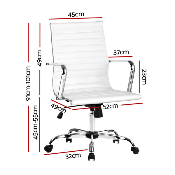 Artiss Office Chair Conference Chairs Pu Leather Mid Back White Office Chairs
