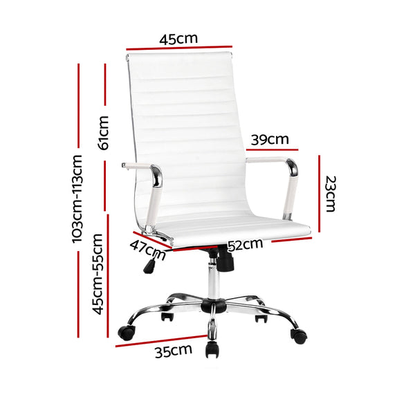 Artiss Office Chair Conference Chairs Pu Leather High Back White Office Chairs