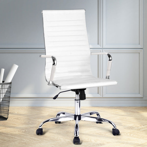 Artiss Office Chair Conference Chairs Pu Leather High Back White Office Chairs
