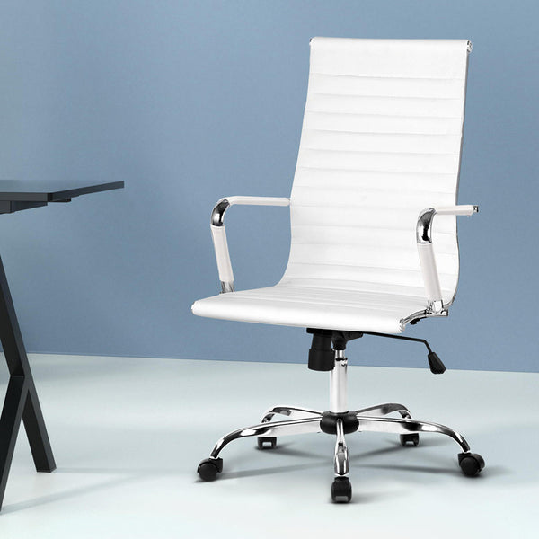 Artiss Office Chair Conference Chairs Pu Leather High Back White Office Chairs