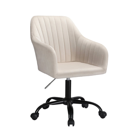 Artiss Office Chair Velvet Seat Cream Office Chairs