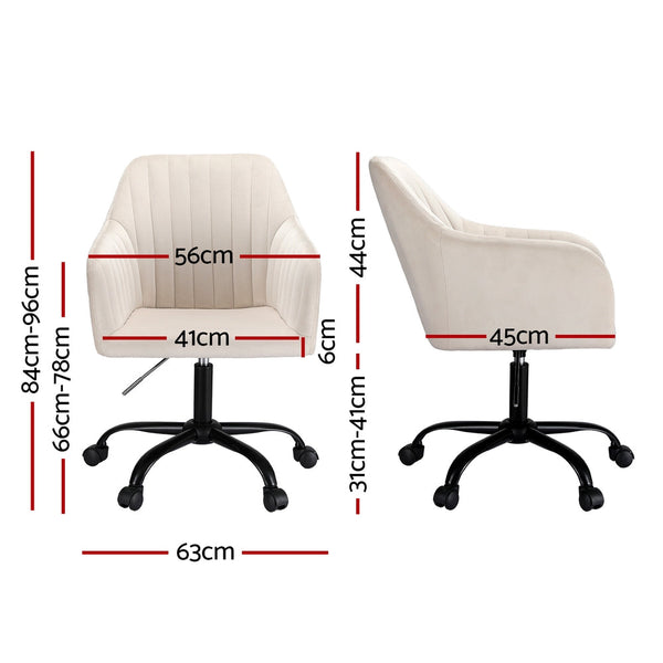 Office Chairs Artiss Office Chair Velvet Seat Cream