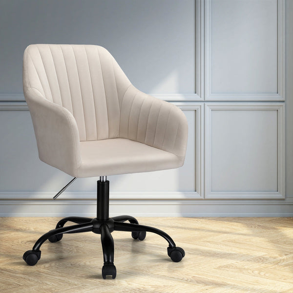 Office Chairs Artiss Office Chair Velvet Seat Cream
