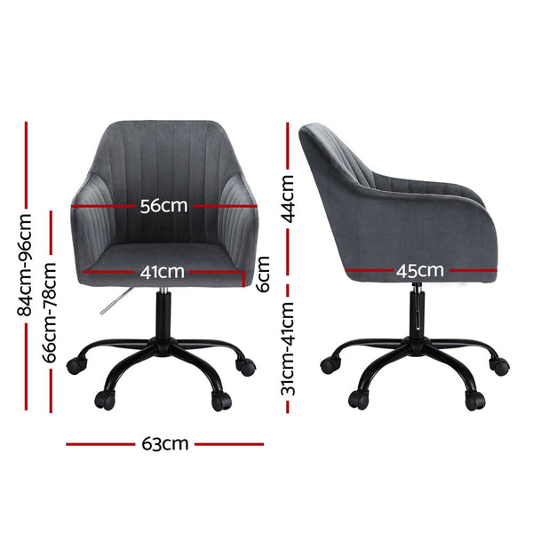 Office Chairs Artiss Office Chair Velvet Seat Dark Grey