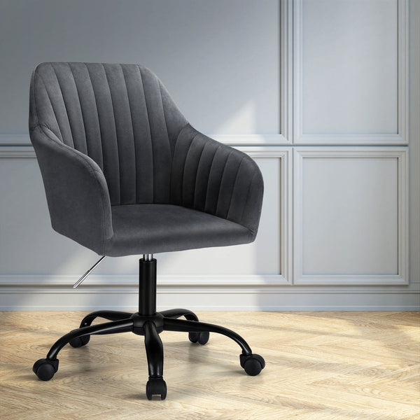 Artiss Office Chair Velvet Seat Dark Grey Office Chairs