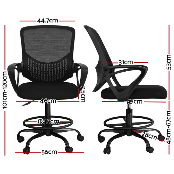 Artiss Office Chair Drafting Stool Computer Standing Desk Mesh Chairs Black Office Chairs