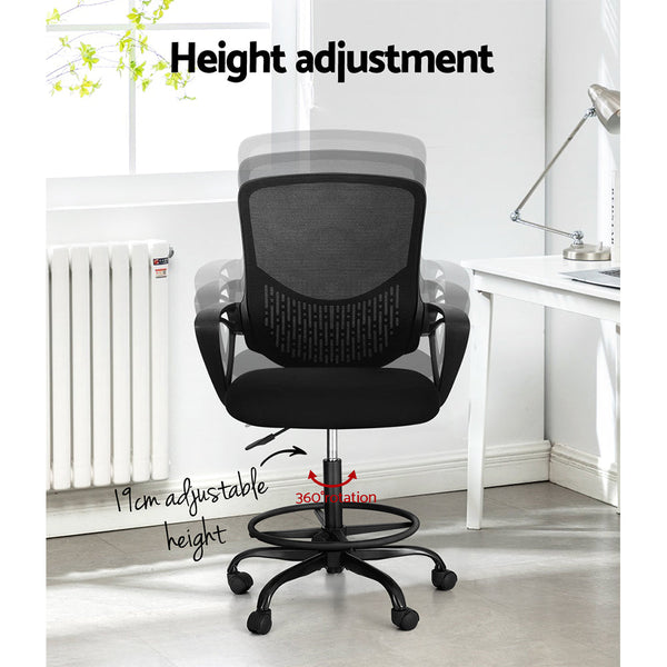 Artiss Office Chair Drafting Stool Computer Standing Desk Mesh Chairs Black Office Chairs