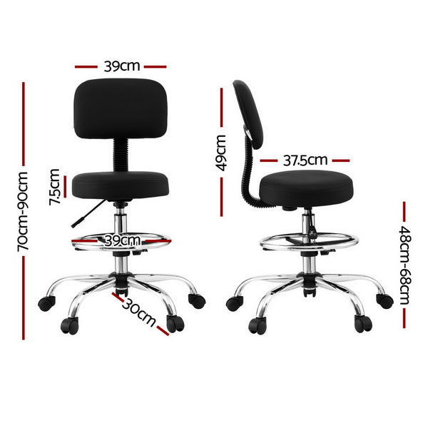 Artiss Office Chair Drafting Computer Standing Desk Chairs Ergonomic Pu Black Office Chairs