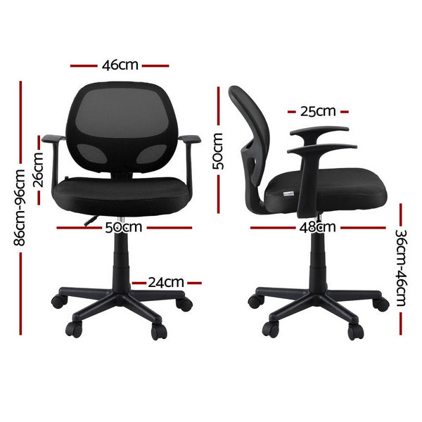 Artiss Mesh Office Chair Computer Gaming Desk Chairs Work Study Mid Back Black Office Chairs