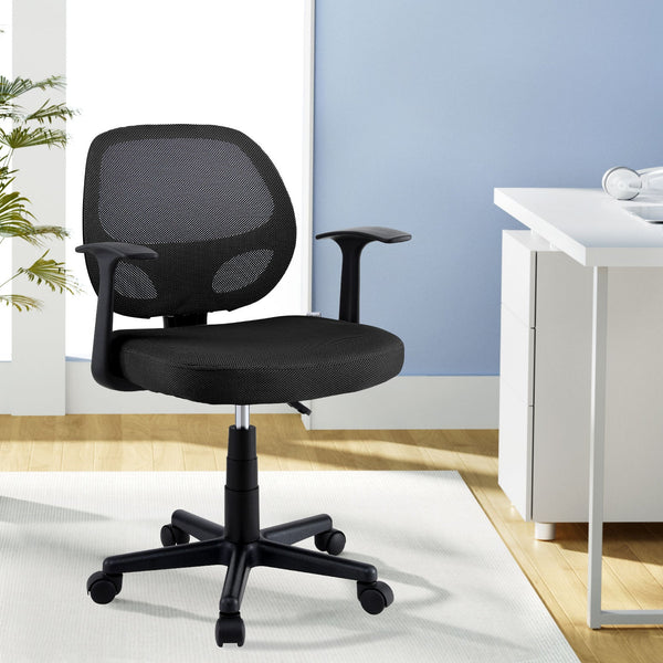 Artiss Mesh Office Chair Computer Gaming Desk Chairs Work Study Mid Back Black Office Chairs