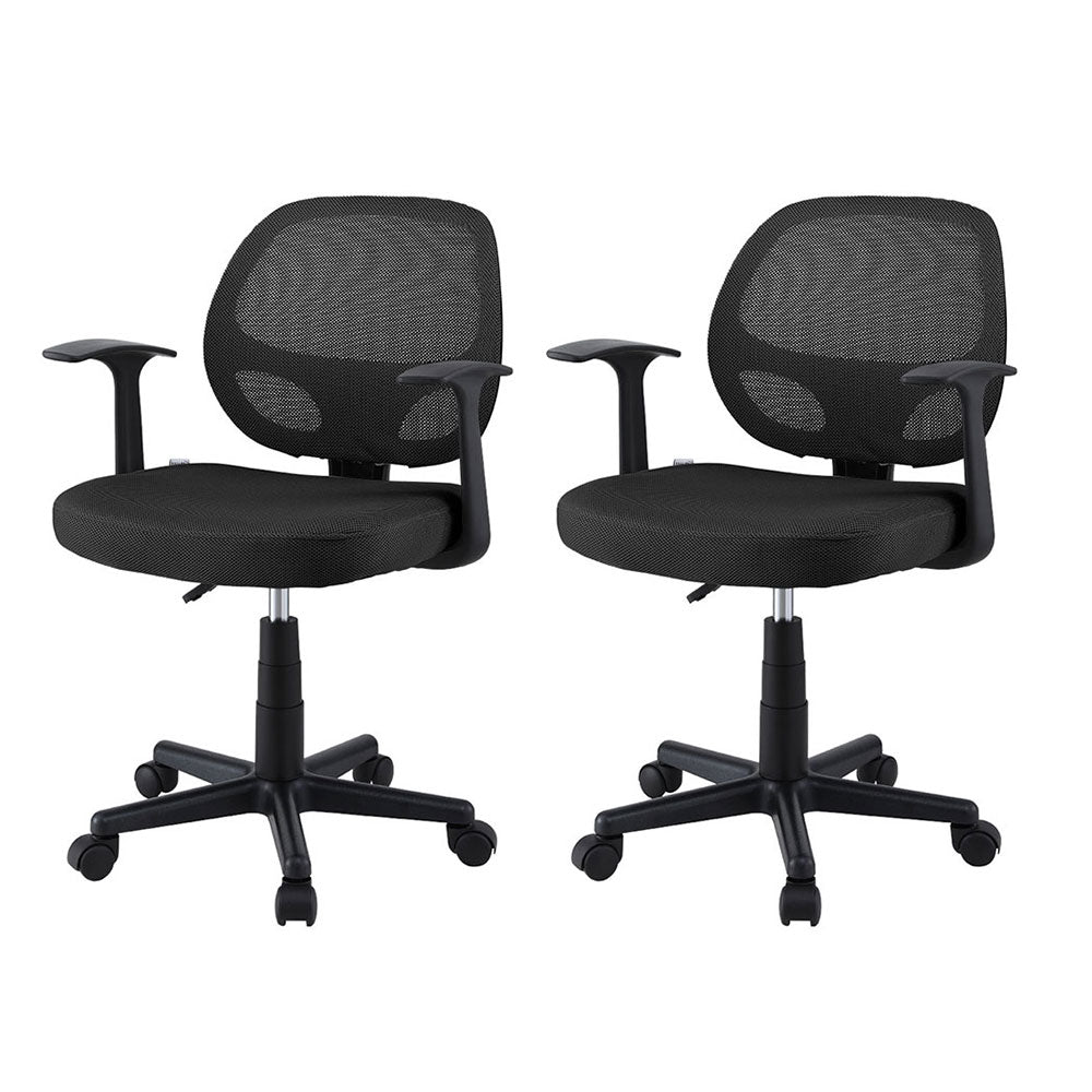 Artiss 2X Mesh Office Chair Computer Gaming Desk Chairs Work Study Mid Back Black Office Chairs