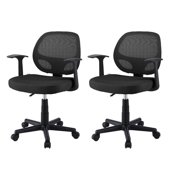 Artiss 2X Mesh Office Chair Computer Gaming Desk Chairs Work Study Mid Back Black Office Chairs