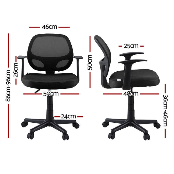 Artiss 2X Mesh Office Chair Computer Gaming Desk Chairs Work Study Mid Back Black Office Chairs