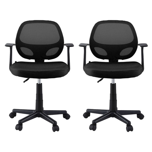 Artiss 2X Mesh Office Chair Computer Gaming Desk Chairs Work Study Mid Back Black Office Chairs