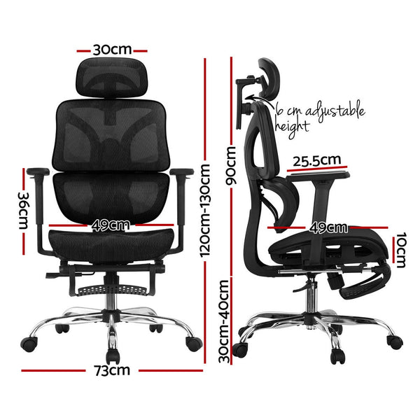 Artiss Ergonomic Office Chair Footrest Black Office Chairs