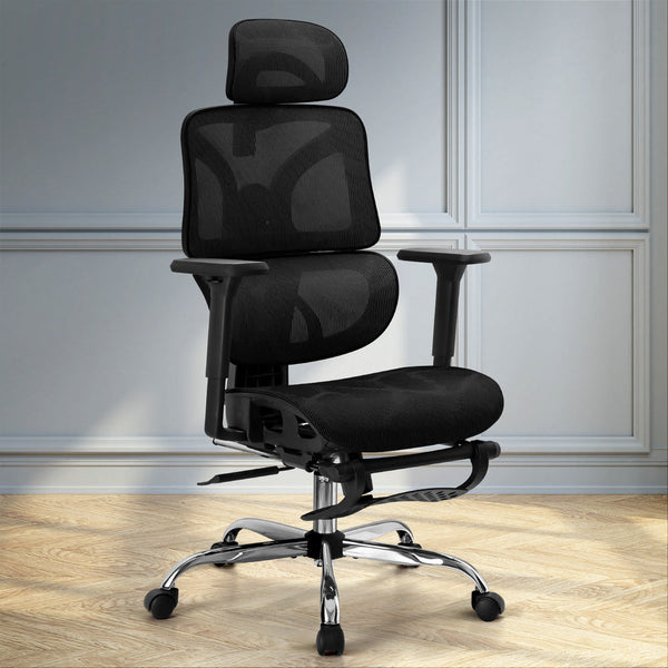Artiss Ergonomic Office Chair Footrest Black Office Chairs