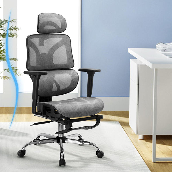 Artiss Ergonomic Office Chair Footrest Grey Office Chairs