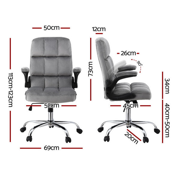 Artiss Office Chair Velvet Seat Racing Gaming Computer Desk Chairs Armrest Grey Office Chairs