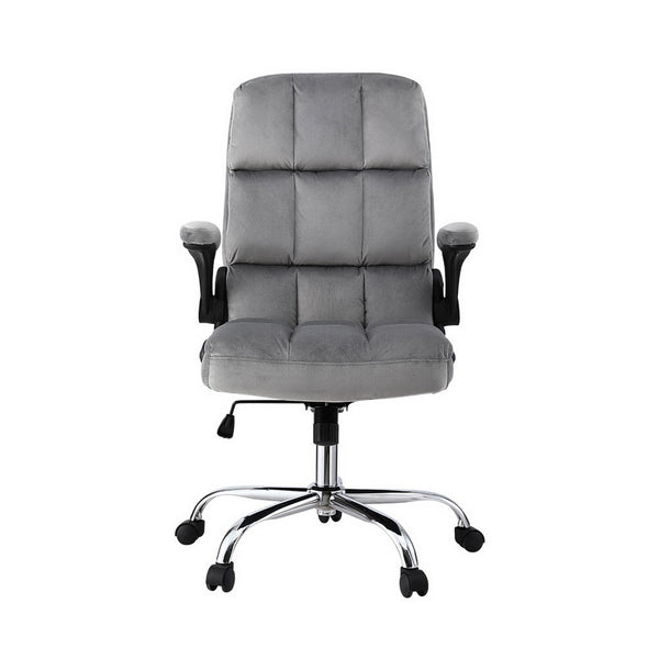 Artiss Office Chair Velvet Seat Racing Gaming Computer Desk Chairs Armrest Grey Office Chairs