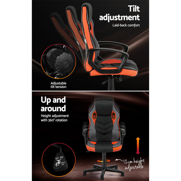Artiss Gaming Office Chair Computer Executive Racing Chairs High Back Orange Office Chairs