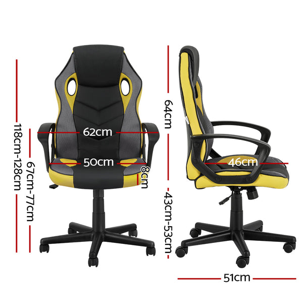 Artiss Gaming Office Chair Computer Executive Racing Chairs High Back Yellow Office Chairs