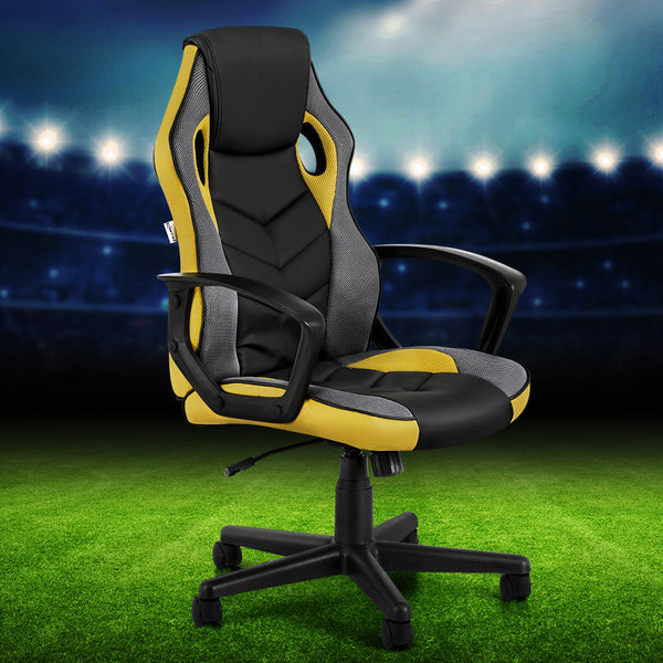 Artiss Gaming Office Chair Computer Executive Racing Chairs High Back Yellow Office Chairs