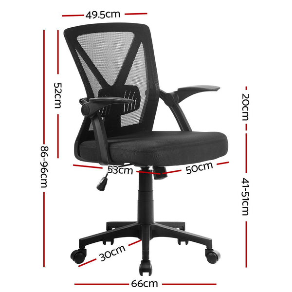 Artiss Mesh Office Chair Mid Back Black Office Chairs