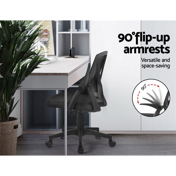 Artiss Mesh Office Chair Mid Back Black Office Chairs