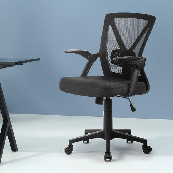 Artiss Mesh Office Chair Mid Back Black Office Chairs