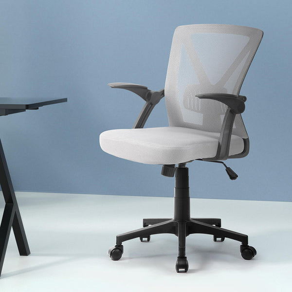 Artiss Mesh Office Chair Mid Back Grey Office Chairs
