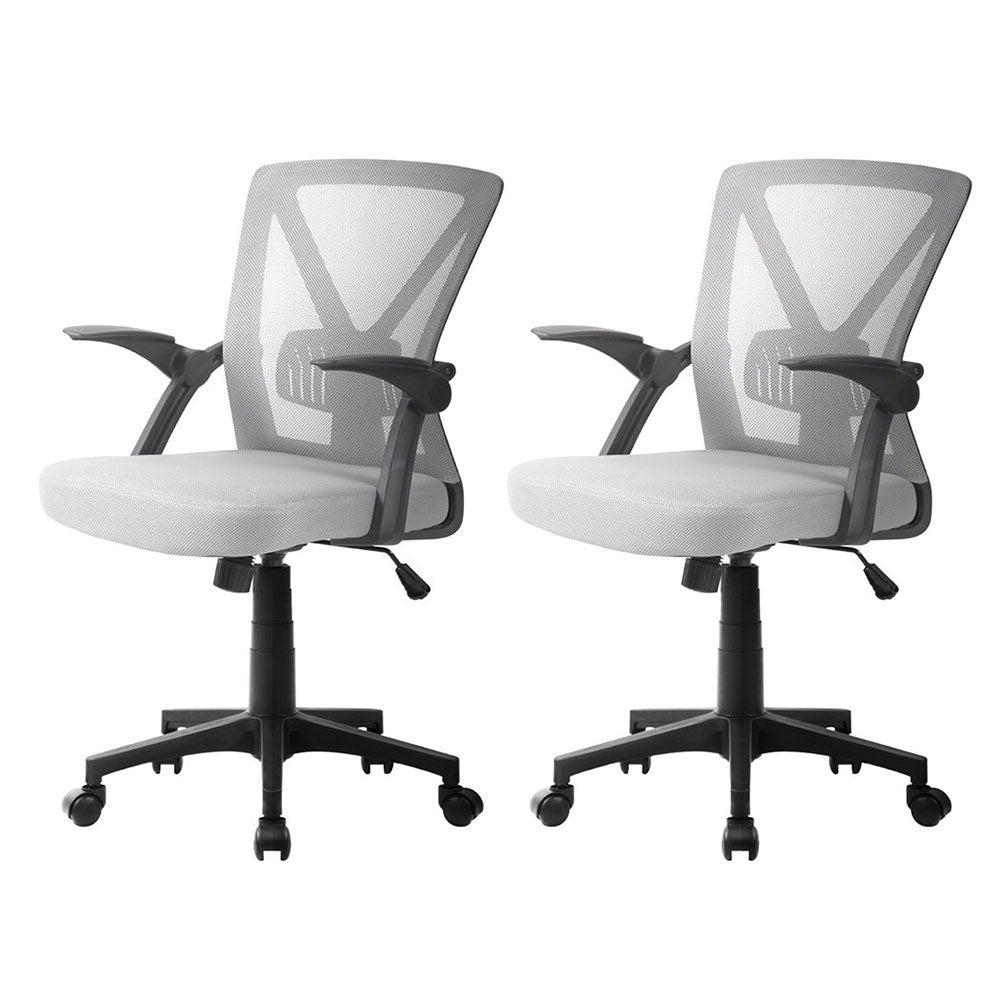 Artiss 2X Mesh Office Chair Mid Back Grey Office Chairs