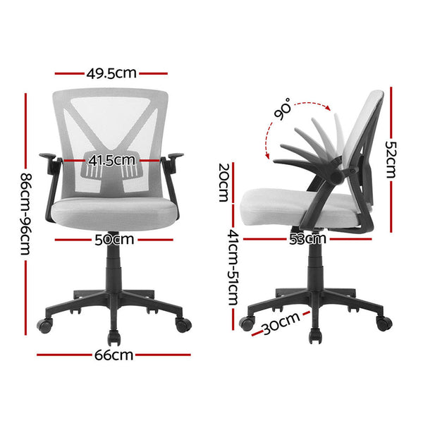 Artiss 2X Mesh Office Chair Mid Back Grey Office Chairs