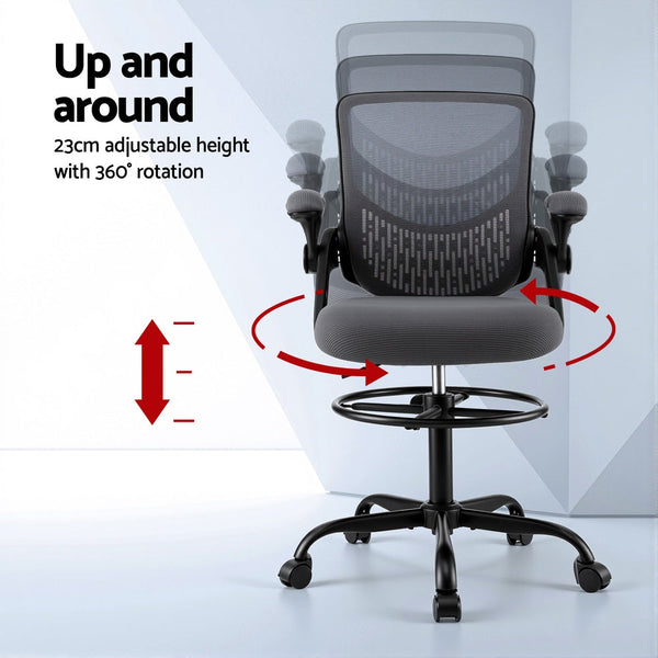 Artiss Grey Mesh Office Drafting Chair For Computer And Studio Use Office Chairs