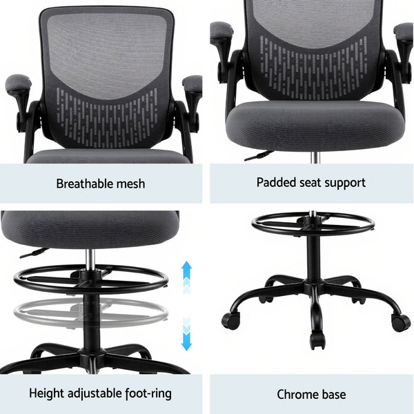 Artiss Grey Mesh Office Drafting Chair For Computer And Studio Use Office Chairs